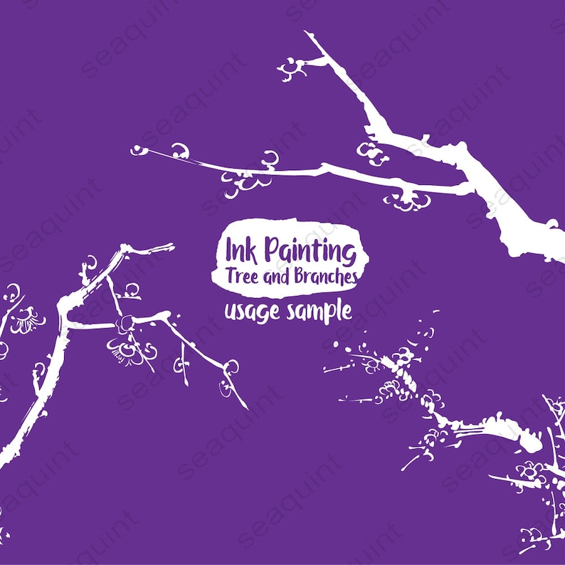 Inkbrush Tree Clipart AI Design Elements Digital Instant Download Ink Brush Tree Branch Clipart Tree Silhouette PNG /& EPS Tree Clip Art