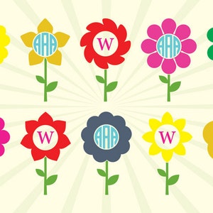 Spring Flower SVG Monogram Frame Cut Files, Flower Monogram SVG, Spring SVG dxf eps png - Silhouette Cameo, Cricut, Transfer & other