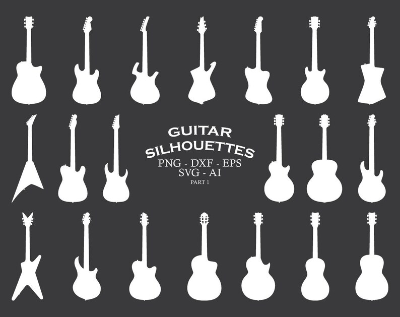 Download Guitar SVG Guitar Silhouette SVG Clip Art Guitar Cut Files | Etsy
