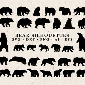 Bear SVG Cut Files - Grizzly Bear SVG Polar Bear SVG Clipart Silhouette Bear Cut File svg dxf eps png - Silhouette Cameo Cricut transfer