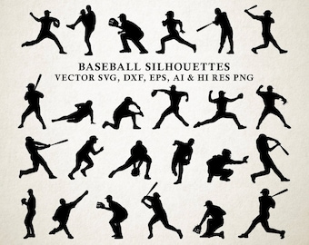 Baseball SVG Cut Files - Baseball Clipart, Baseball Silhouette, Sports SVG, Baseball Silhouette PNG dxf ai eps Vector Cut Files Cricut Cameo