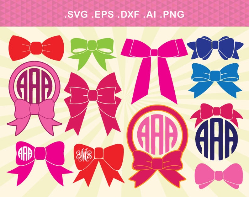 Bow SVG Cut Files Bow Monogram SVG Bow Monogram Frame SVG - Etsy