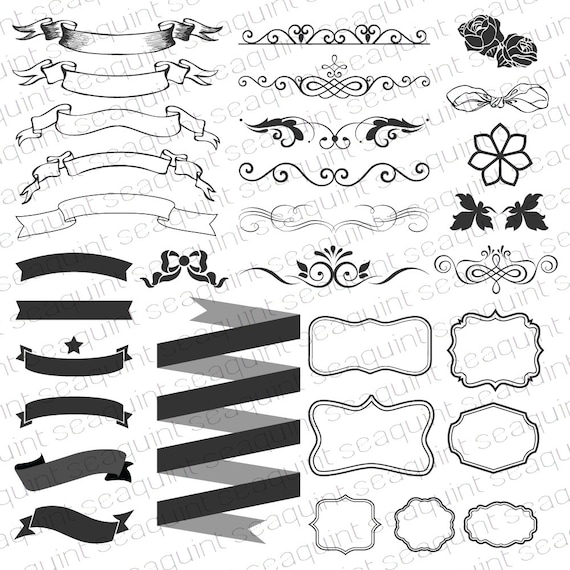 Ornate Banner Clipart Frame Clipart Border Clipart Ribbon