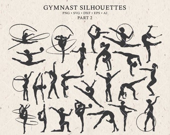 Gymnast Silhouette SVG Bundle – Gymnastics Clipart, Vector Cut Files Digital Download (PNG, SVG & more)