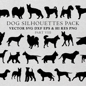 Dog Silhouette Clipart, Dog Breed Silhouette, Dog Clip Art, Dog Clipart Vector EPS AI & PNG Design Elements Digital Instant Download