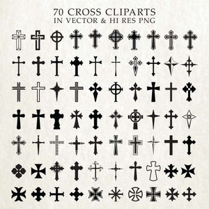 Cross SVG Clip Art Cut files - Christian SVG, Cross Silhouettes, Cross Shapes Clipart PNG & Vector Eps, Ai Design Element Instant Download