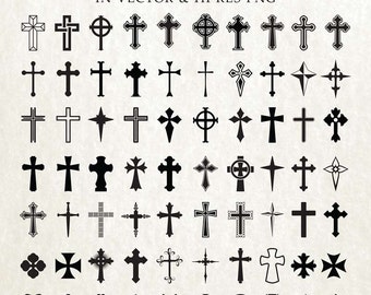 Cross SVG Clip Art Cut files - Christian SVG, Cross Silhouettes, Cross Shapes Clipart PNG & Vector Eps, Ai Design Element Instant Download