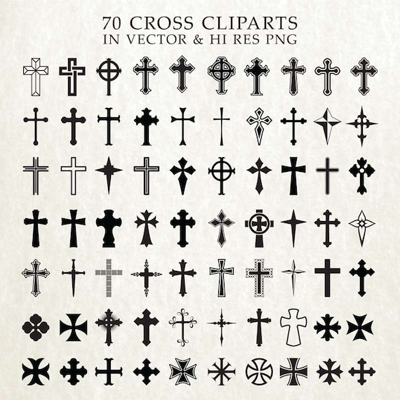 Cross SVG Clip Art Cut files - Christian SVG, Cross Silhouettes, Cross  Shapes Clipart PNG &amp; Vector Eps, Ai Design Element Instant Download