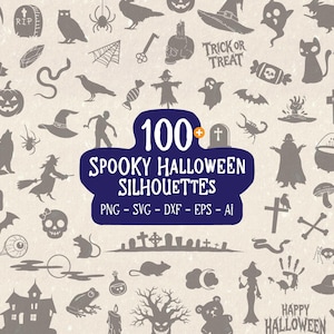 Halloween SVG-bundel - Spookachtige silhouetten, vectorclipart, Cricut-snijbestanden | PNG, DXF, EPS afbeelding 1