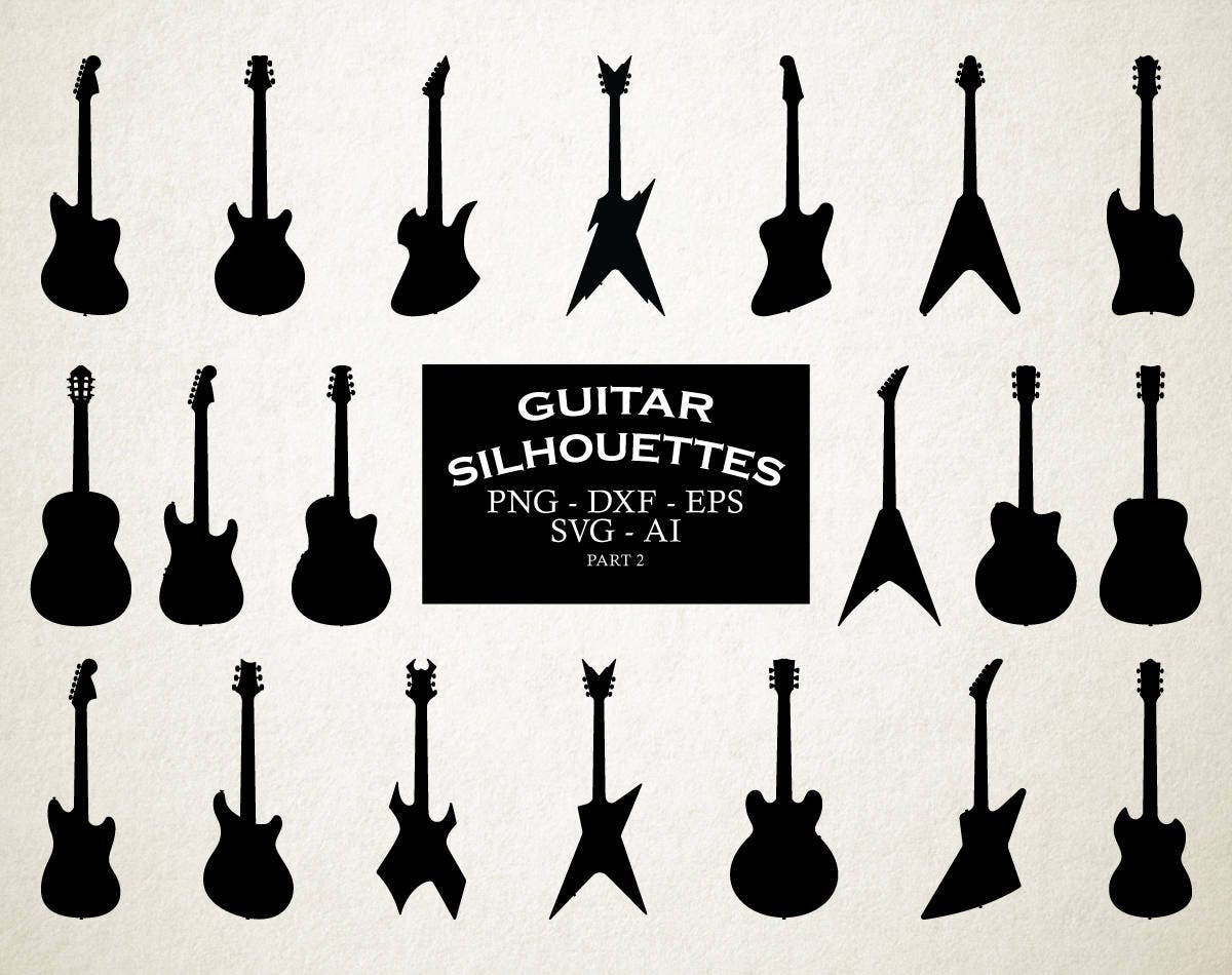 Download Guitar SVG Guitar Silhouette SVG Clip Art Guitar Cut Files | Etsy
