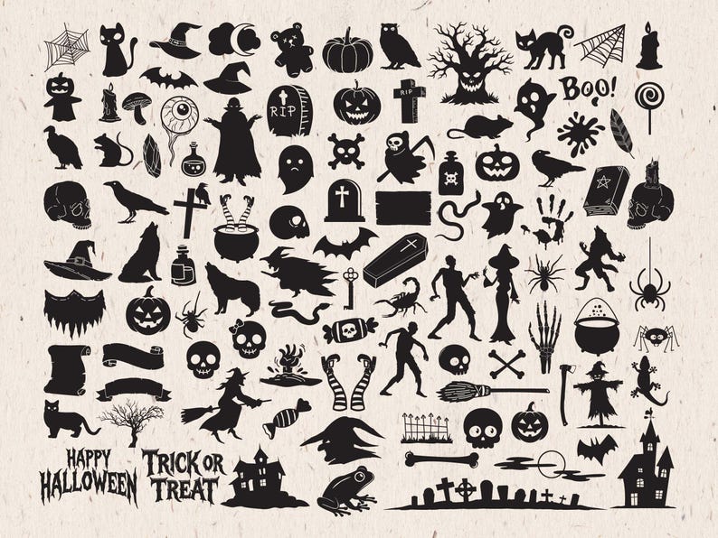 Halloween SVG-bundel - Spookachtige silhouetten, vectorclipart, Cricut-snijbestanden | PNG, DXF, EPS afbeelding 2