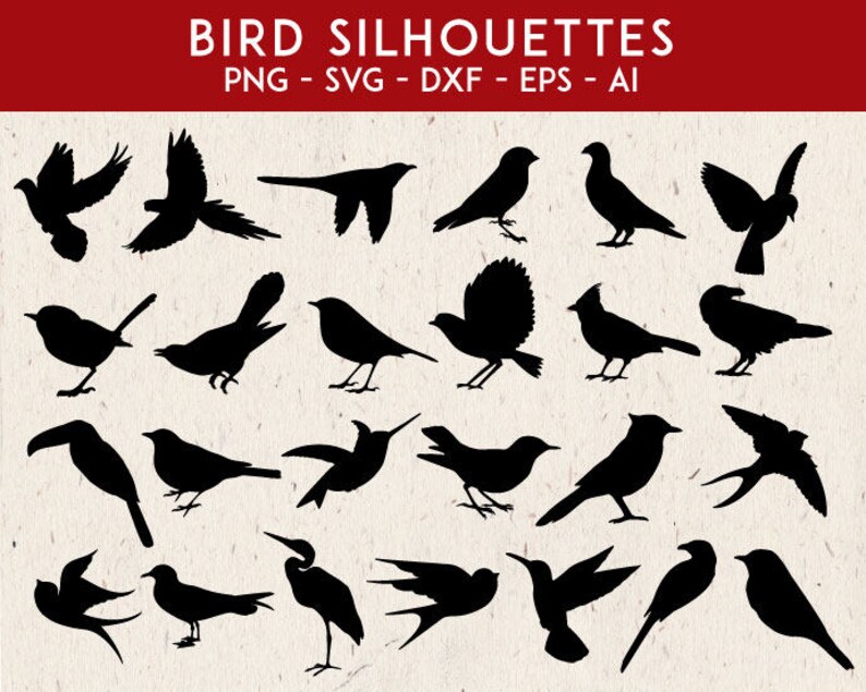 Download Clip Art Bird Svg Birds Cut Files Svg Dxf Eps Png Silhouette Cricut Transfer Bird Silhouette Birds Silhouette Svg Cutting Machine Birds Svg Art Collectibles