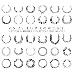 Laurel Wreath Clipart, Laurel Clipart, Wreath Clipart, Laurel Wreath Clip Art PNG & Vector EPS, AI Design Elements Digital Instant Download