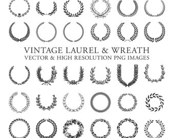 Laurel Wreath Clipart, Laurel Clipart, Wreath Clipart, Laurel Wreath Clip Art PNG & Vector EPS, AI Design Elements Digital Instant Download