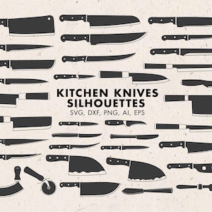 Cuchillos de cocina SVG - Siluetas de cuchillos de cocina (imágenes prediseñadas, PNG y vectores DXF y EPS)