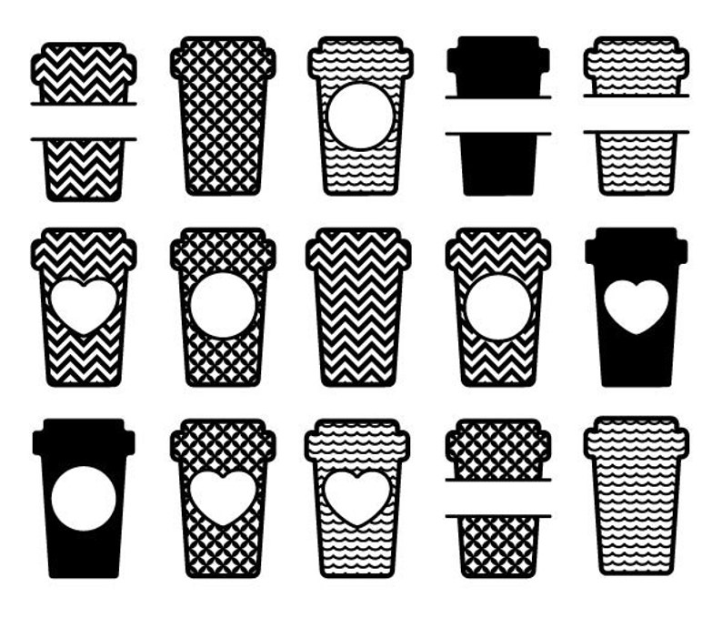Download Coffee Cup SVG Monogram Frame Cut Files Coffee Cup Monogram | Etsy