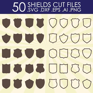 Shield SVG Cut Files, Badge SVG, Label svg, Frame SVG Cut Files - Vector svg dxf eps png Silhouette Cameo, Cricut, Cutting Machines & Other