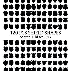 Shield Clipart, Badge Clipart, Emblem Clipart Emblem, Shield, Badge Silhouette PNG & Vector EPS, AI Design Elements Digital Instant Download
