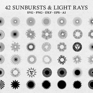 Sunburst SVG, Sun Light Rays Sunlight Clipart PNG, vector svg, dxf, eps, ai Design Elements Digital Instant Download