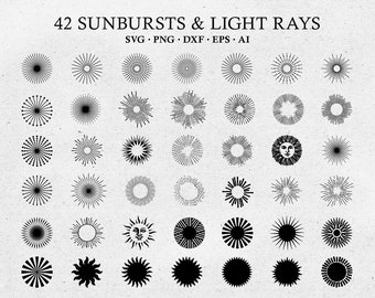 Sunburst SVG, Sun Light Rays Sunlight Clipart PNG, vector svg, dxf, eps, ai Design Elements Digital Instant Download