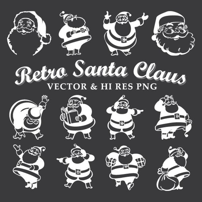 Download Retro Santa SVG Cut Files Christmas SVG Cut Files Vector | Etsy