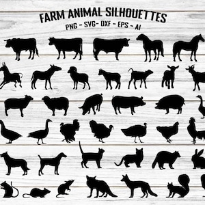 Silhuetas de animais de fazenda Vetor de arquivos de corte SVG - Arquivos de corte de animais de fazenda SVG dxf eps ai png para laser, plasma, cnc, silhueta, cricut