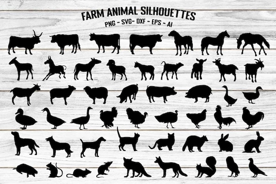 Farm Animal Silhouettes SVG – Livestock & Barnyard clipart for Cricut, Print, Crafts | PNG, SVG, Dxf