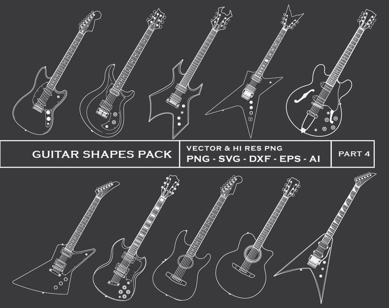 Download Guitar Svg Guitar Cut Files Electric Acoustic Guitars Shapes Vector Svg Dxf Png Ai Eps Cut Files For Cricut Silhouette Cameo Clip Art Art Collectibles Vadel Com