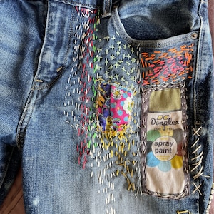 Patched Denim / Reworked Vintage / Upcycled Jeans / Upcycled Denim