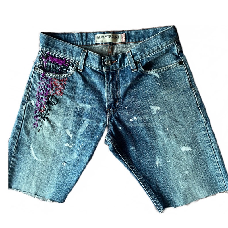 Patched Denim / Reworked Vintage / Upcycled shorts / Upcycled Denim image 4