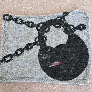 Chain Heart Textile Patch – Mixed Media Sew On Fabric Art (8x6 inches)
