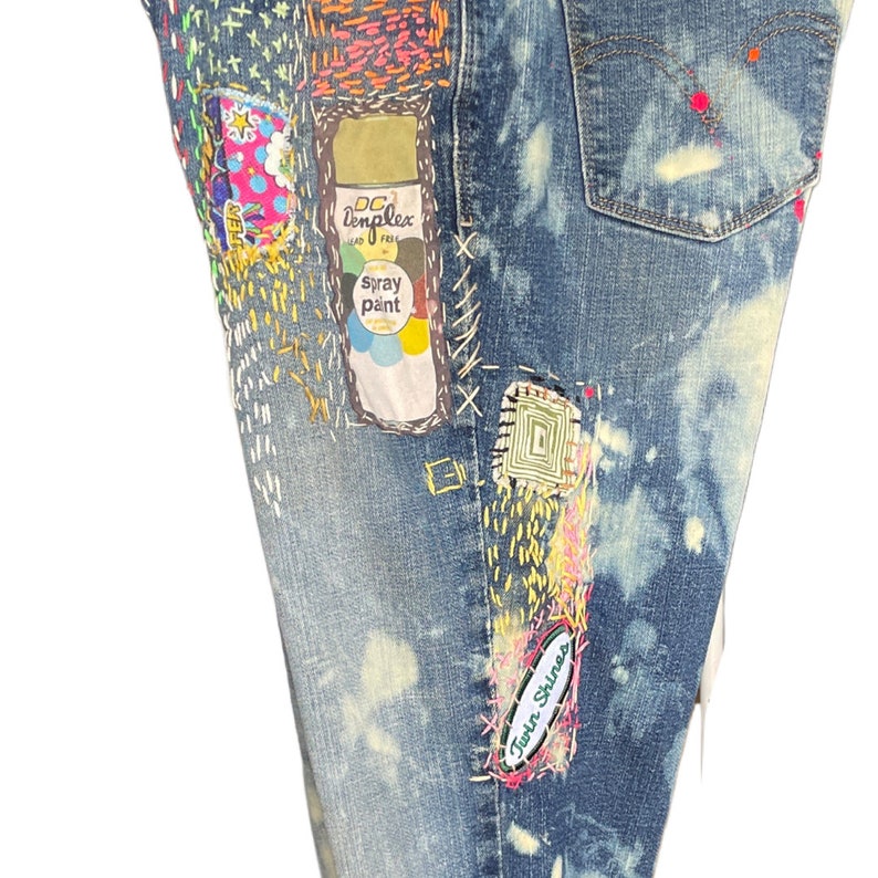 Patched Denim / Reworked Vintage / Upcycled Jeans / Upcycled Denim - Etsy