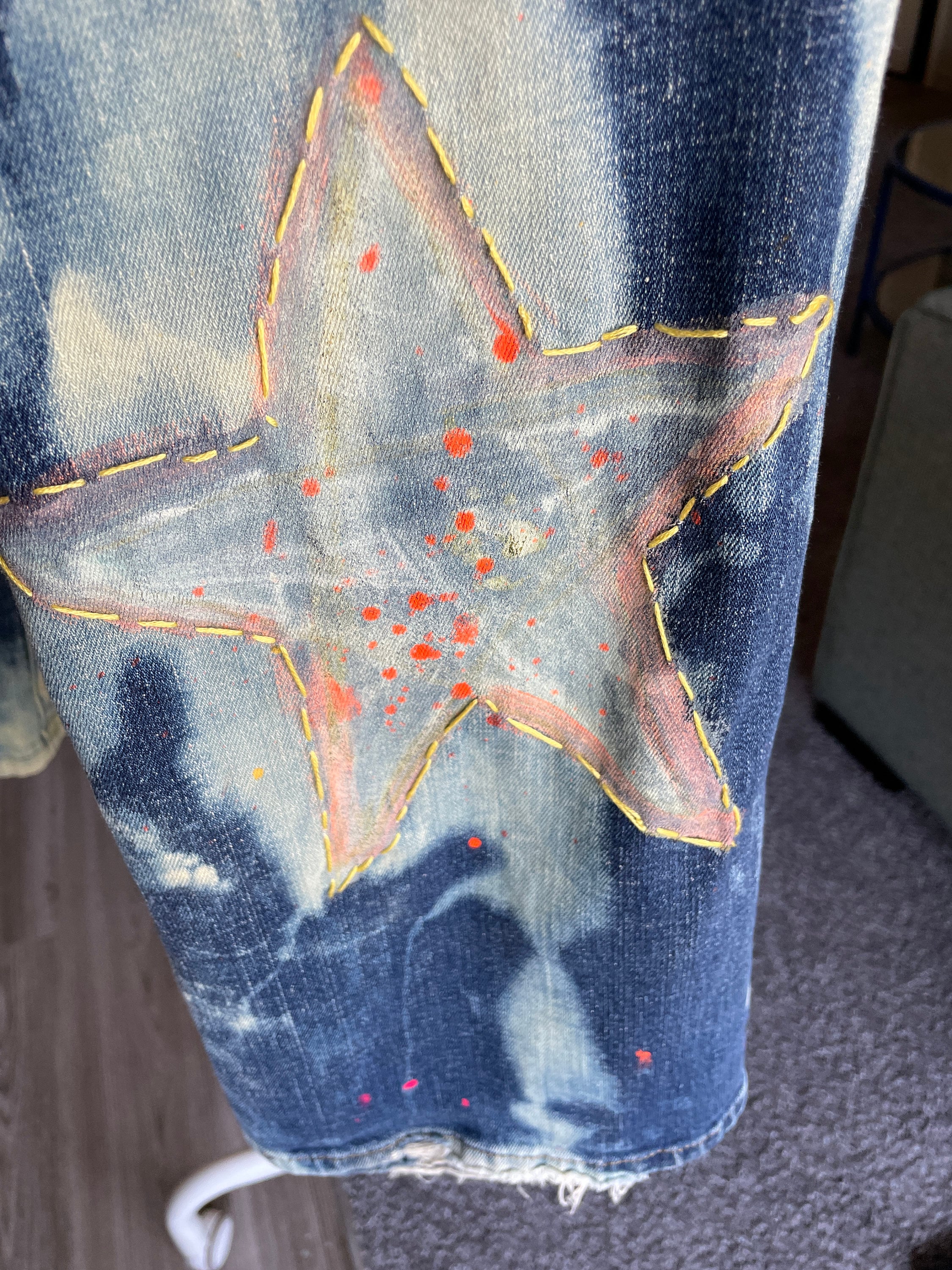 Custom Reworked Vintage Denim Jeans: Patched Upcycled Design - Etsy
