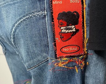 Patched Denim / Reworked / Upcycled Jeans / Upcycled Denim