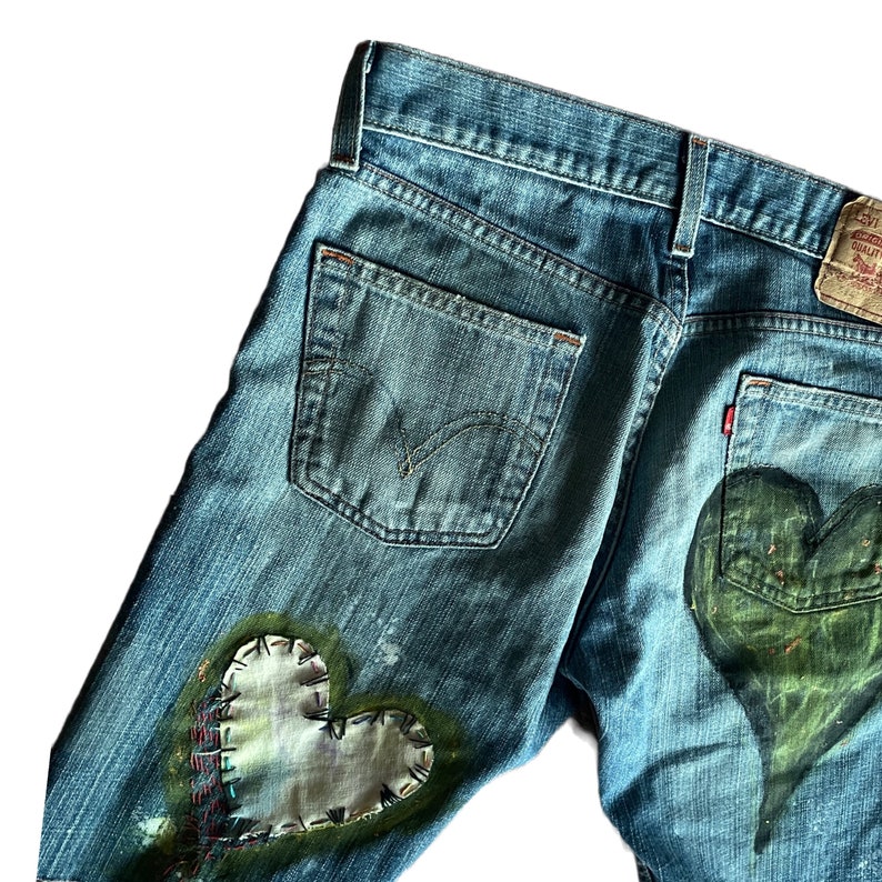 Patched Denim / Reworked Vintage / Upcycled shorts / Upcycled Denim image 3