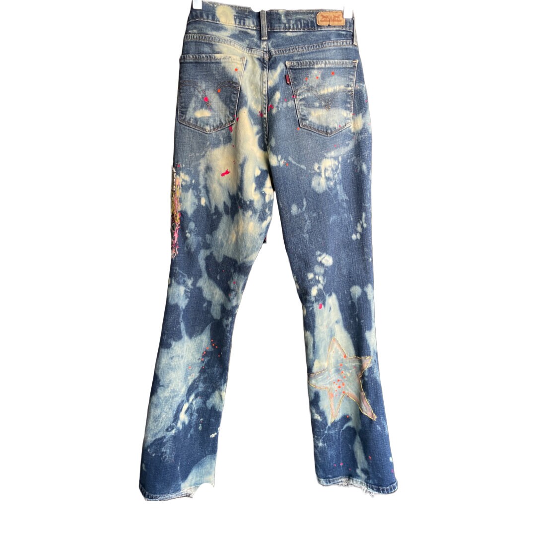 Custom Reworked Vintage Denim Jeans: Patched Upcycled Design - Etsy