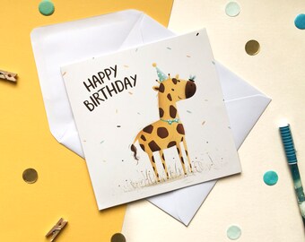 Children's Happy Birthday Card - Giraffe Birthday Card - Cute Birthday Card - Friend Birthday Card - Kids Birthday Card