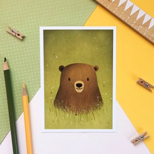 Cute Bear Print Nursery Decorations Bear Cub Gift Wildlife Animal Print Woodland Nursery Decor Bear Nursery Print image 1