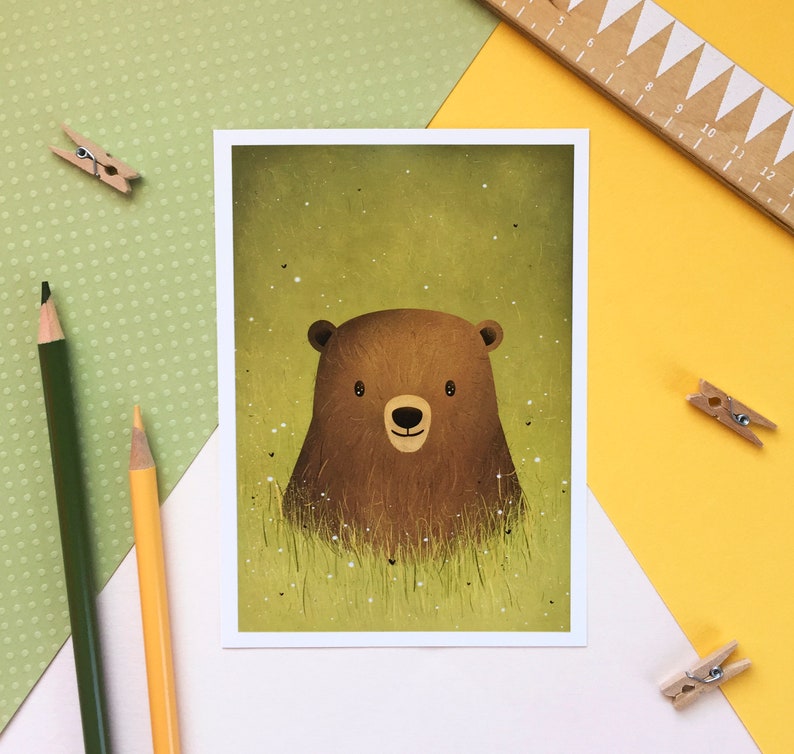 Cute Bear Print Nursery Decorations Bear Cub Gift Wildlife Animal Print Woodland Nursery Decor Bear Nursery Print image 1