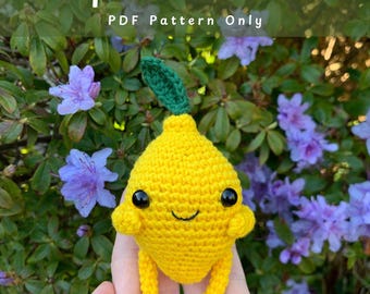 Lemon crochet pattern - Fruit crochet pattern - Lemon amigurumi pattern - Amigurumi crochet pattern - PDF lemon pattern - US terminology