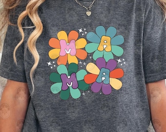 Retro Flower Mama Shirt | Vintage Floral Tee | 70s Inspired Mom Shirt | Boho Mama Gift