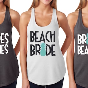 Beach Bride | Bridal Party Tank Tops, Brides Beaches, , Racerback Tank top, Tropical Bridal Tank, Pineapple, Destination Wedding