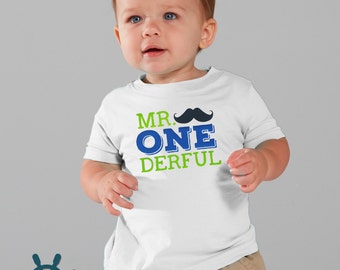 Mr. ONEderful First birthday shirt, Mustache Birthday, First Birthday Mustache Party, First Birthday Boy, 1st Birthday Shirt