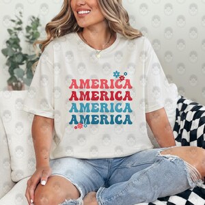 Retro America T-Shirt | 4th of July Graphic Tee | Vintage Patriotic Shirt | American Flag Design