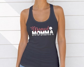 Momma Mermaid, Mermaid Tank Top, Racerback, Seashell Tank Top, Mermaid Theme, Mermaid Life, Nautical Shirt, Beach Tank Top