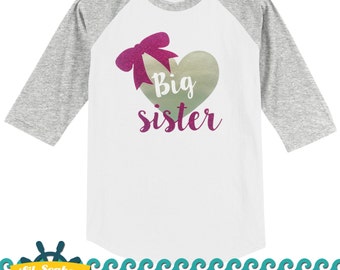Big Sister Shirt, Little Sister Shirt, Little Sister Raglan, Pink and Silver, Pink Big Sister Raglan, Big Sister Jersey, Sister Jersey
