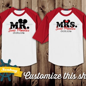 Mr. and Mrs. Disney Shirts, Just Married Disneymoon, 3/4 or Short Sleeve, Mr. and Mrs. Mickey Shirt, Couples Shirts, Disney Trip Shirt