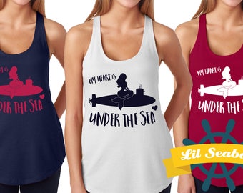 My Heart Is Under The Sea | Mermaid Tank Top, Love my Submariner Shirt, Navy Wife, Navy Pride,  Racer back Tank