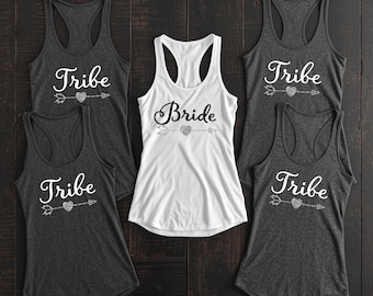 Bride Tribe Glitter Racerback Tank Top, Flowy Racerback, Bachelorette, Optional MonogramBULK DISCOUNT