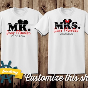 Just Married Disney Shirts, Disneymoon shirts, Mr. and Mrs. Mickey Shirts, Mickey ears Couples Shirts, Established Date Ears Shirts
